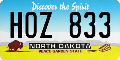 ND license plate HOZ833