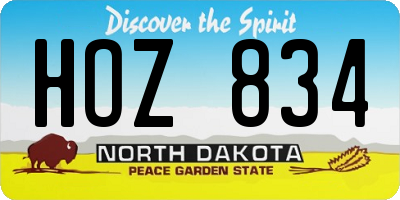 ND license plate HOZ834
