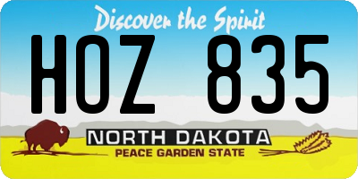 ND license plate HOZ835