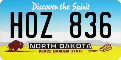 ND license plate HOZ836