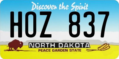 ND license plate HOZ837