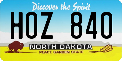 ND license plate HOZ840