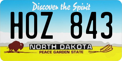 ND license plate HOZ843