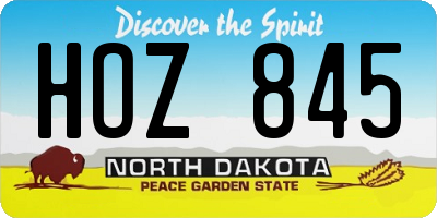 ND license plate HOZ845