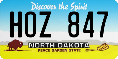 ND license plate HOZ847