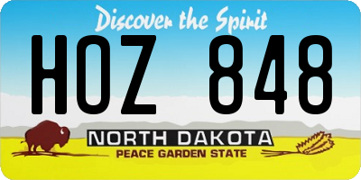 ND license plate HOZ848