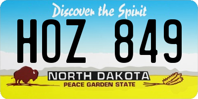 ND license plate HOZ849