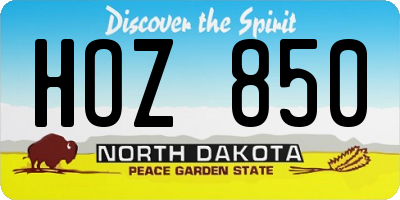 ND license plate HOZ850
