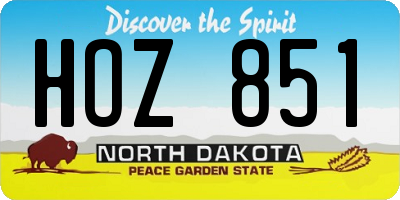 ND license plate HOZ851