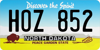 ND license plate HOZ852
