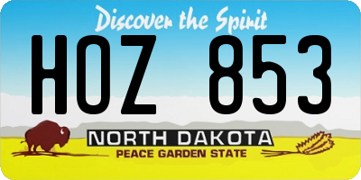 ND license plate HOZ853