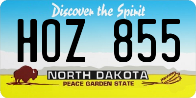 ND license plate HOZ855
