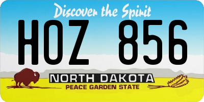ND license plate HOZ856