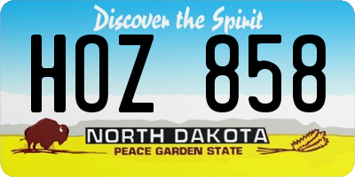 ND license plate HOZ858