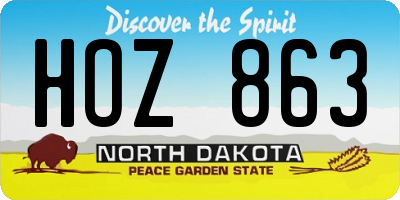 ND license plate HOZ863