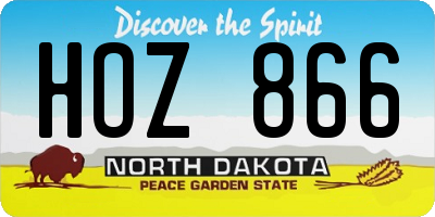 ND license plate HOZ866