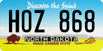 ND license plate HOZ868