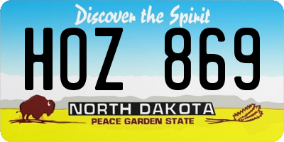 ND license plate HOZ869