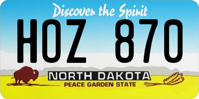 ND license plate HOZ870