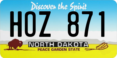 ND license plate HOZ871
