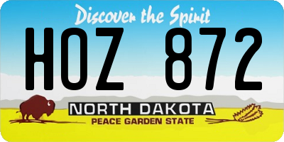 ND license plate HOZ872