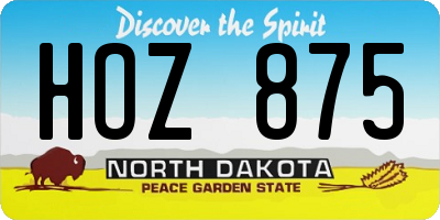 ND license plate HOZ875