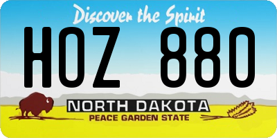 ND license plate HOZ880
