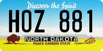 ND license plate HOZ881