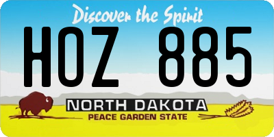 ND license plate HOZ885