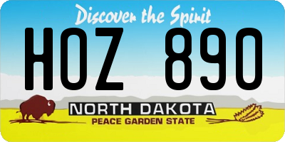 ND license plate HOZ890