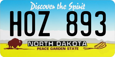 ND license plate HOZ893