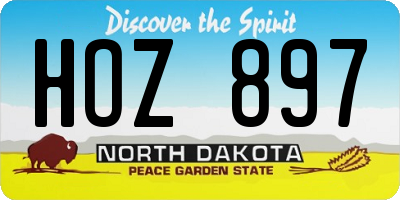 ND license plate HOZ897