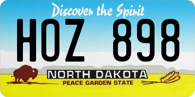 ND license plate HOZ898