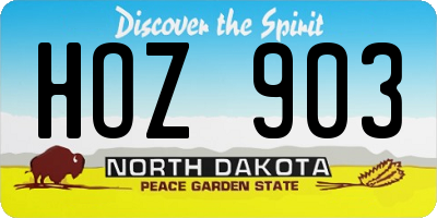 ND license plate HOZ903