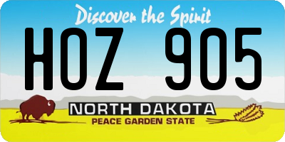 ND license plate HOZ905