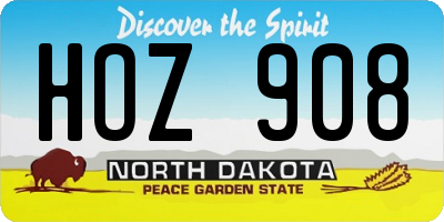 ND license plate HOZ908