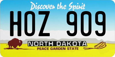 ND license plate HOZ909