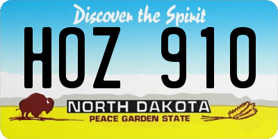 ND license plate HOZ910
