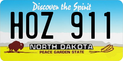ND license plate HOZ911