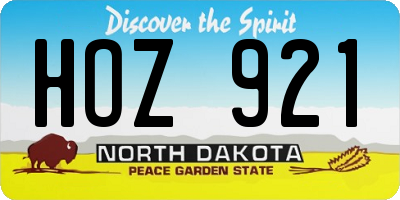 ND license plate HOZ921