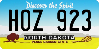 ND license plate HOZ923