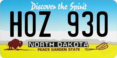 ND license plate HOZ930