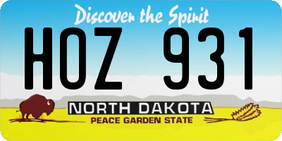 ND license plate HOZ931