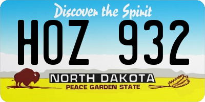 ND license plate HOZ932