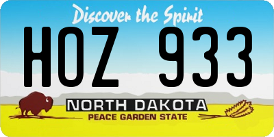 ND license plate HOZ933