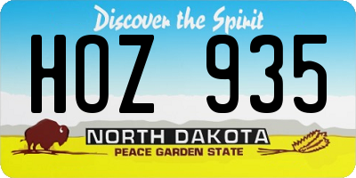 ND license plate HOZ935