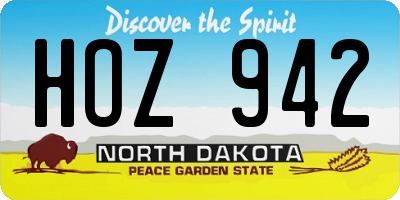 ND license plate HOZ942