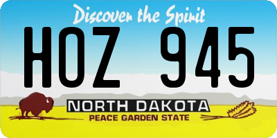 ND license plate HOZ945