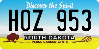 ND license plate HOZ953