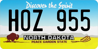 ND license plate HOZ955